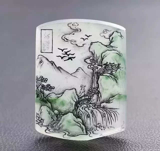 欣赏这些翡翠山水玉雕作品